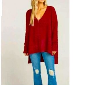 Show me your mumu fuzzy burgundy hug me sweater size medium